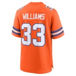 Men's Denver Broncos Javonte Williams Orange Mile High Collection 1977 Throwback Player Game Jersey