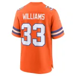 Men's Denver Broncos Javonte Williams Orange Mile High Collection 1977 Throwback Player Game Jersey