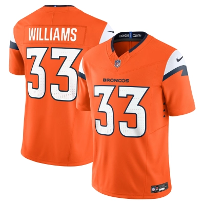 Men's Denver Broncos Javonte Williams Orange Mile High Collection Vapor F.U.S.E. Limited Jersey 01