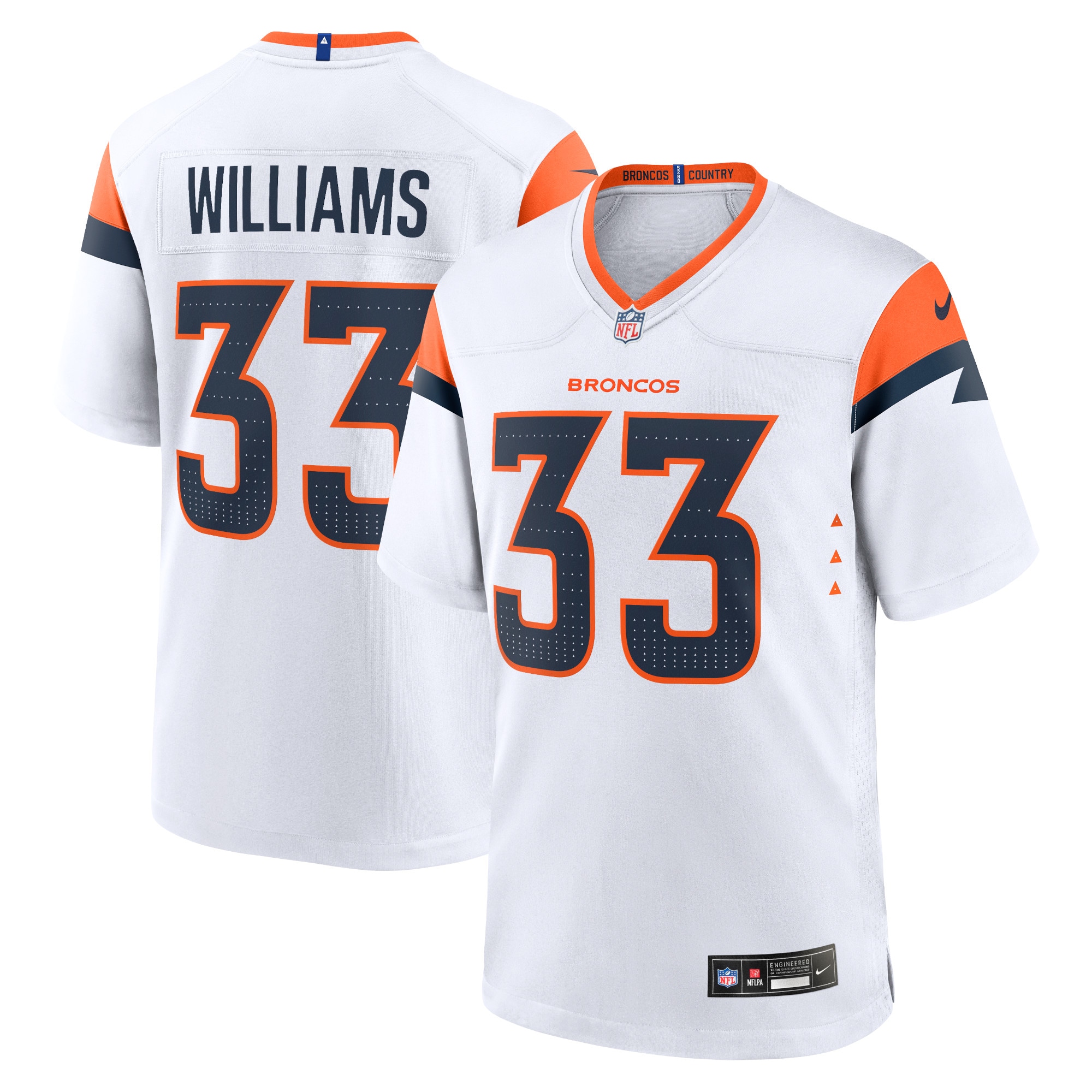 Men's Denver Broncos Javonte Williams White Mile High Collection Game Jersey
