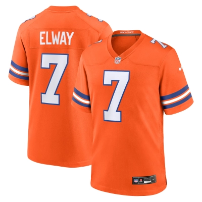 Men's Denver Broncos John Elway Orange Mile High Collection 1977 Throwback Retired Player Game Jersey 01