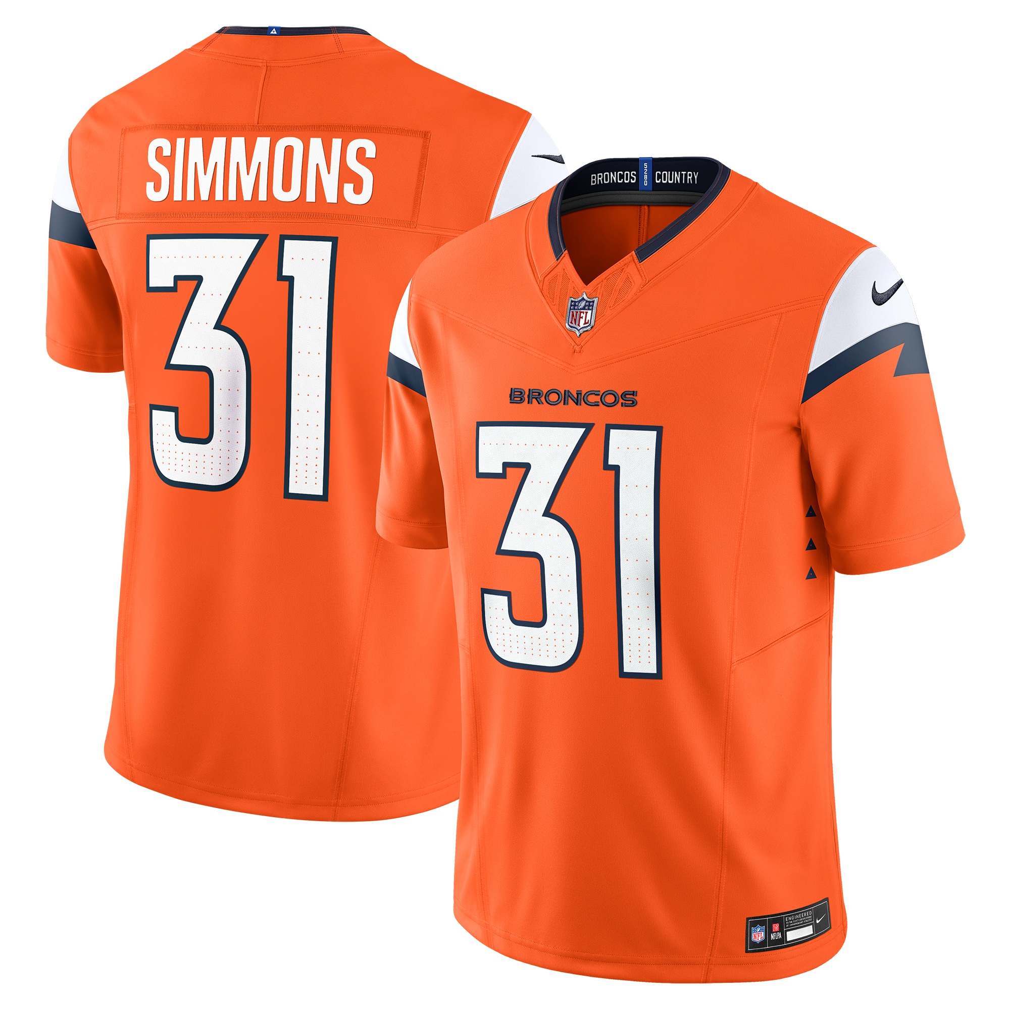 Men's Denver Broncos Justin Simmons Orange Vapor F.U.S.E. Limited Jersey