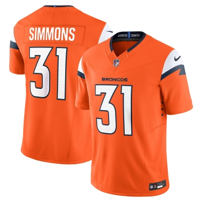 Men's Denver Broncos Justin Simmons Orange Vapor F.U.S.E. Limited Jersey 01