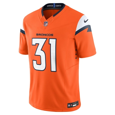 Men's Denver Broncos Justin Simmons Orange Vapor F.U.S.E. Limited Jersey 02