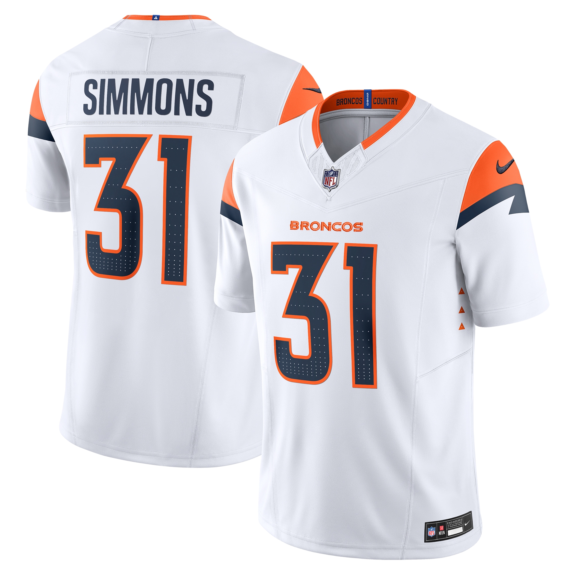 Men's Denver Broncos Justin Simmons White Vapor F.U.S.E. Limited Jersey