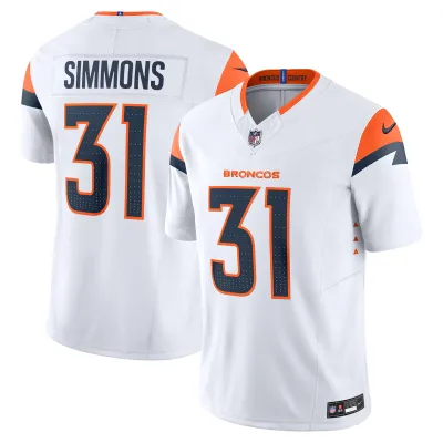 Men's Denver Broncos Justin Simmons White Vapor F.U.S.E. Limited Jersey 01