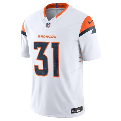 Men's Denver Broncos Justin Simmons White Vapor F.U.S.E. Limited Jersey 02