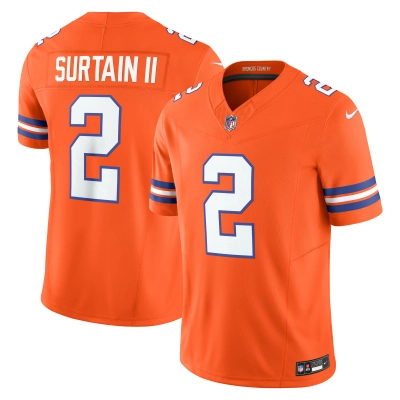 Men's Denver Broncos Patrick Surtain II Orange Alternate Mile High Collection 1977 Throwback Vapor F.U.S.E. Limited Jersey 01