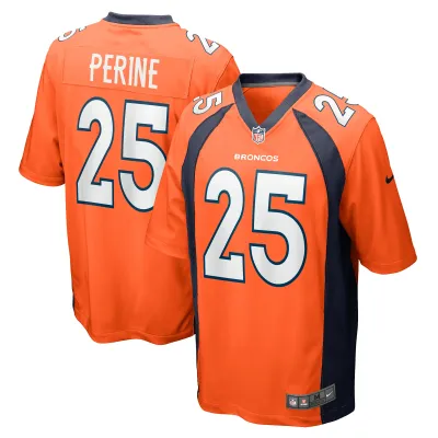 Men's Denver Broncos Samaje Perine Orange Game Player Jersey 01