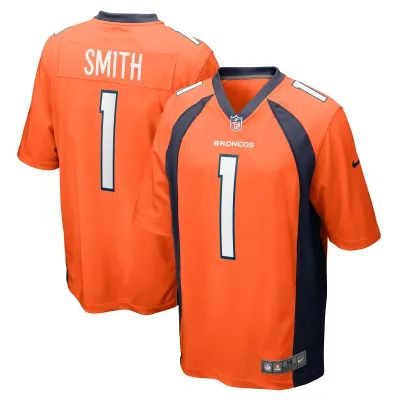 Men's Denver Broncos Tremon Smith Orange Team Game Jersey 01