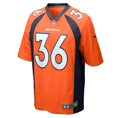 Men's Denver Broncos Tyler Badie Orange Team Game Jersey 02