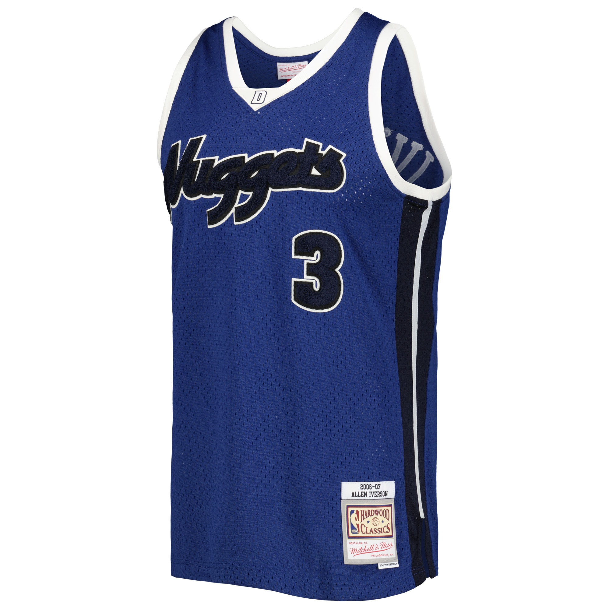 Men's Denver Nuggets Allen Iverson Blue Hardwood Classics Off-Court Swingman Jersey