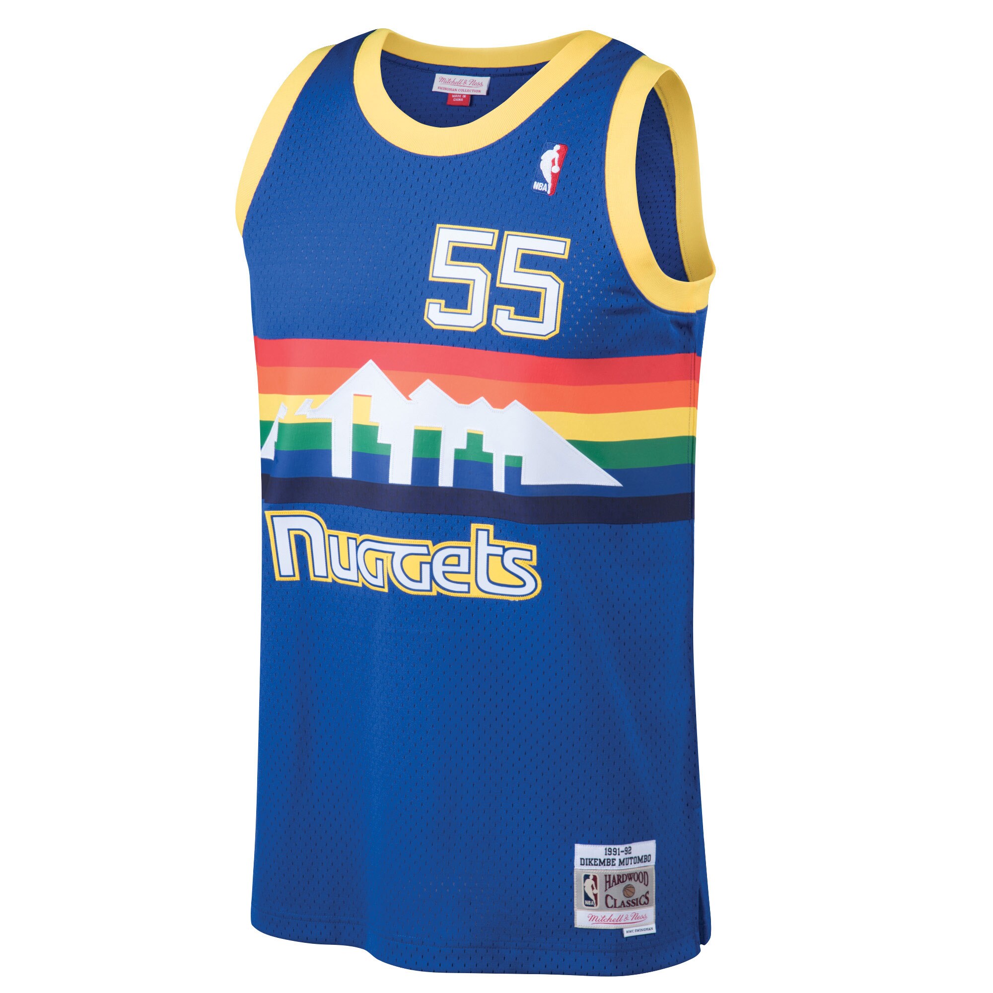 Men's Denver Nuggets Dikembe Mutombo Blue 1991/92 Hardwood Classics Swingman Jersey