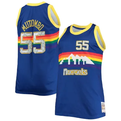 Men's Denver Nuggets Dikembe Mutombo Blue Big & Tall 1991/92 NBA 75th Anniversary Diamond Swingman Jersey 01