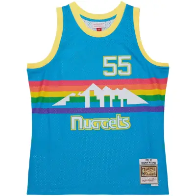 Men's Denver Nuggets Dikembe Mutombo Blue Hardwood Classics 1991/92 Tropical Swingman Jersey 02