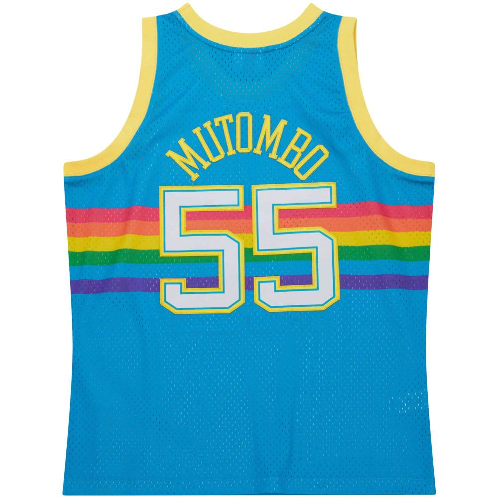 Men's Denver Nuggets Dikembe Mutombo Blue Hardwood Classics 1991/92 Tropical Swingman Jersey