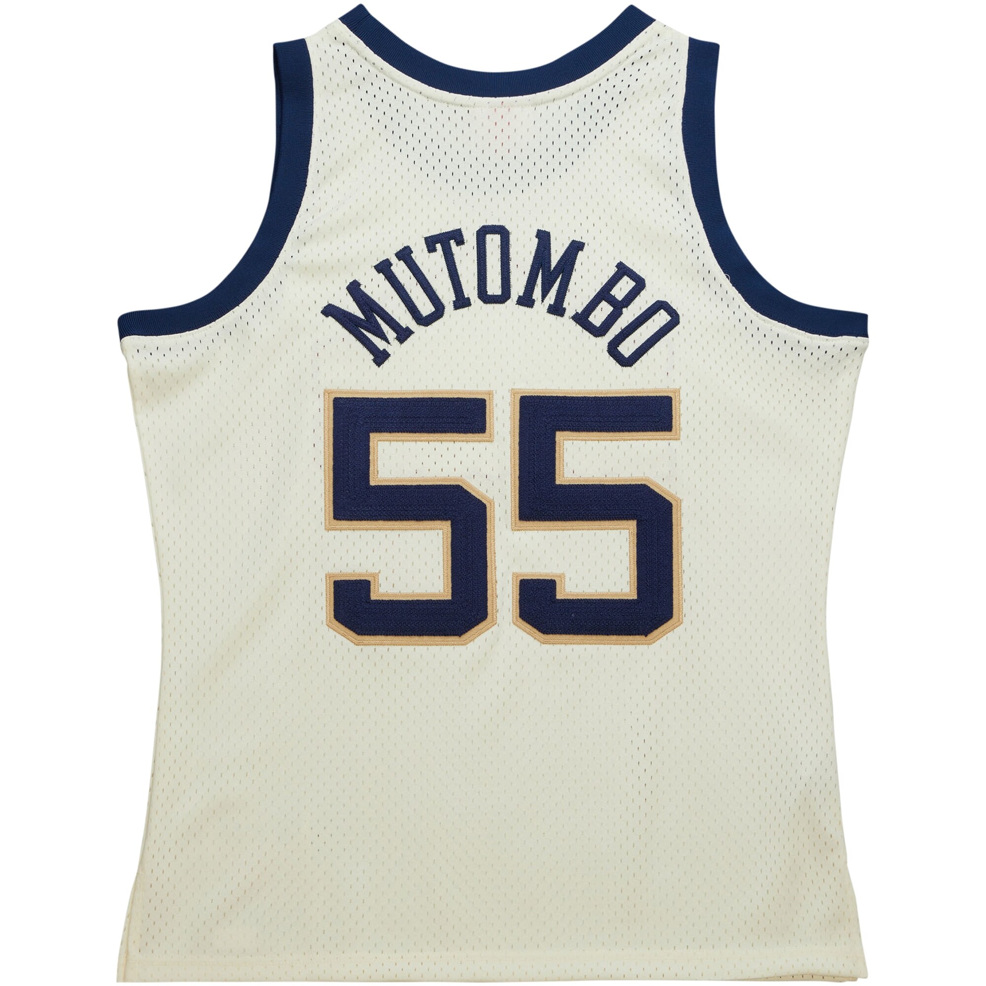 Men's Denver Nuggets Dikembe Mutombo Cream Chainstitch Swingman Jersey