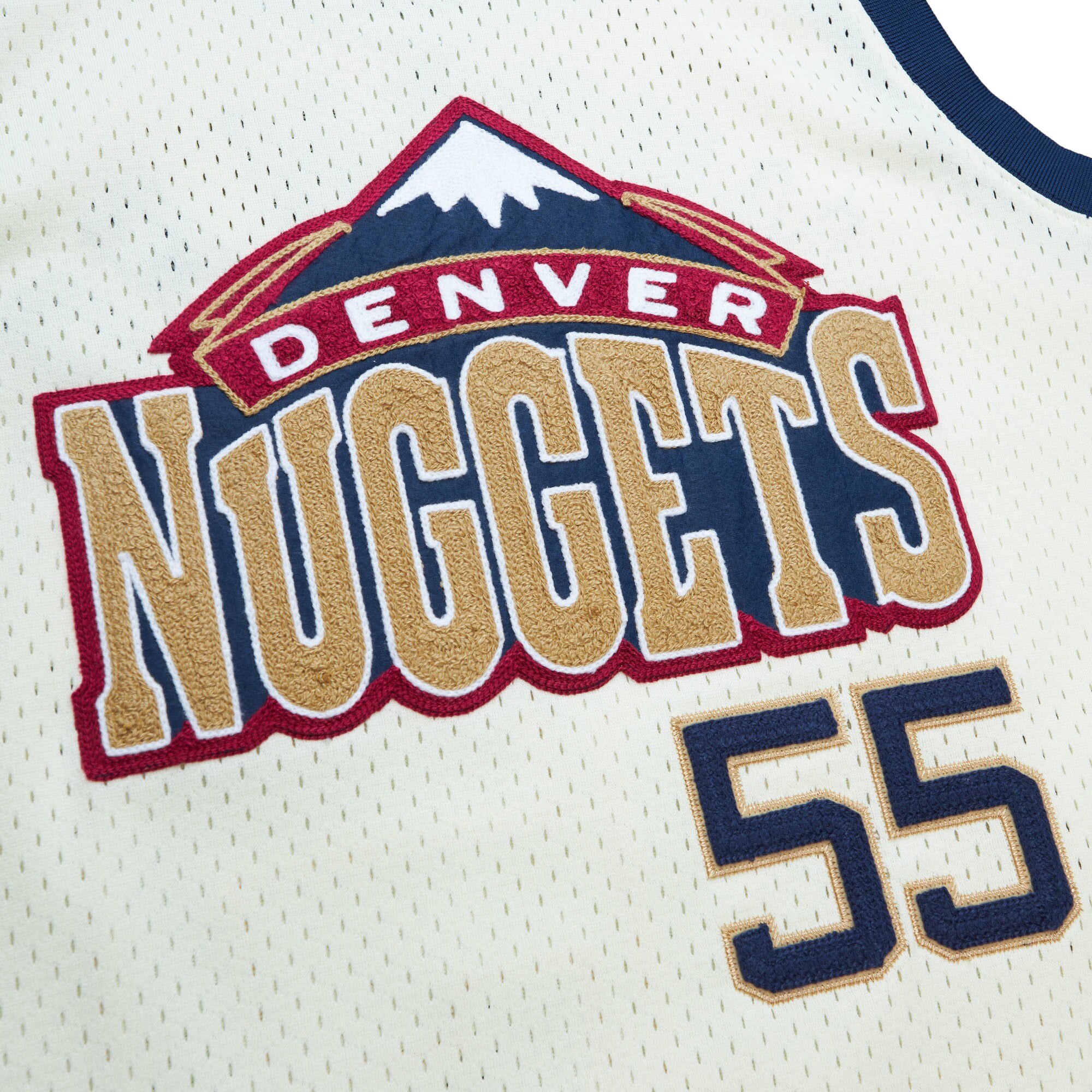 Men's Denver Nuggets Dikembe Mutombo Cream Chainstitch Swingman Jersey