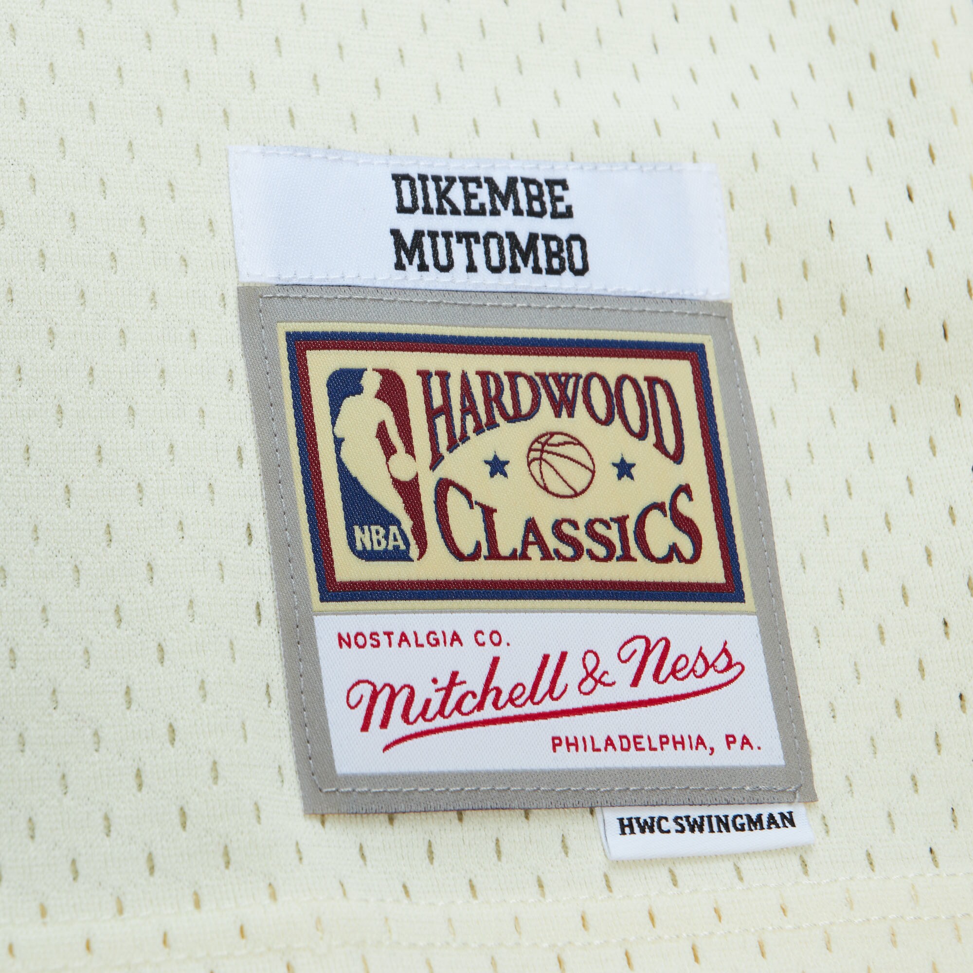 Men's Denver Nuggets Dikembe Mutombo Cream Chainstitch Swingman Jersey