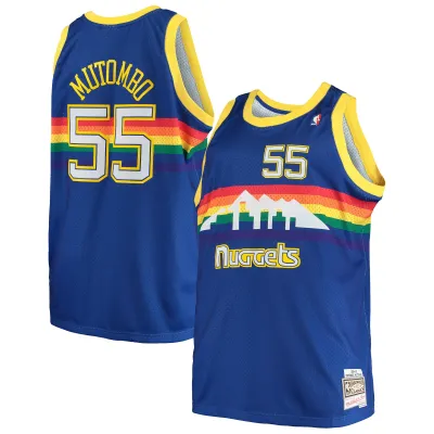 Men's Denver Nuggets Dikembe Mutombo Royal 1991/92 Big & Tall Hardwood Classics Swingman Jersey 01