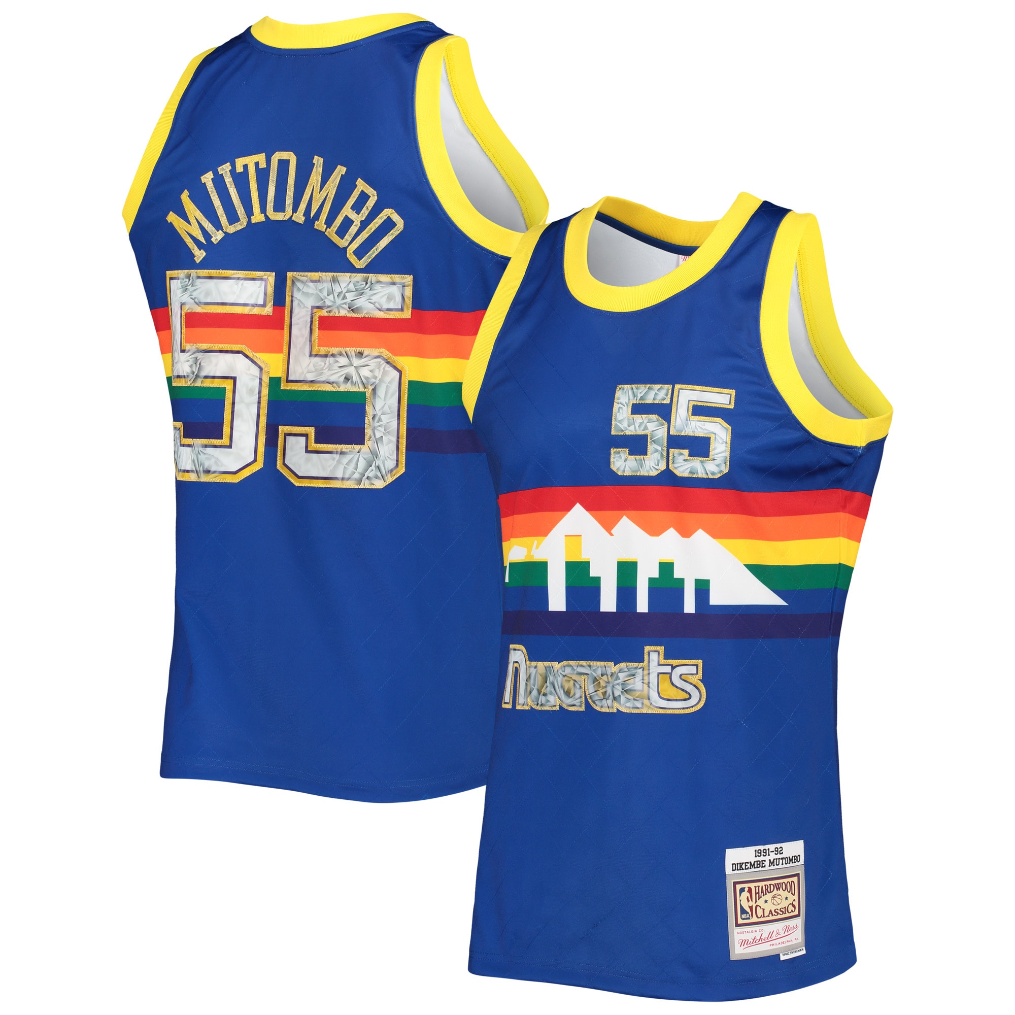 Men's Denver Nuggets Dikembe Mutombo Royal 1996/97 Hardwood Classics NBA 75th Anniversary Diamond Swingman Jersey