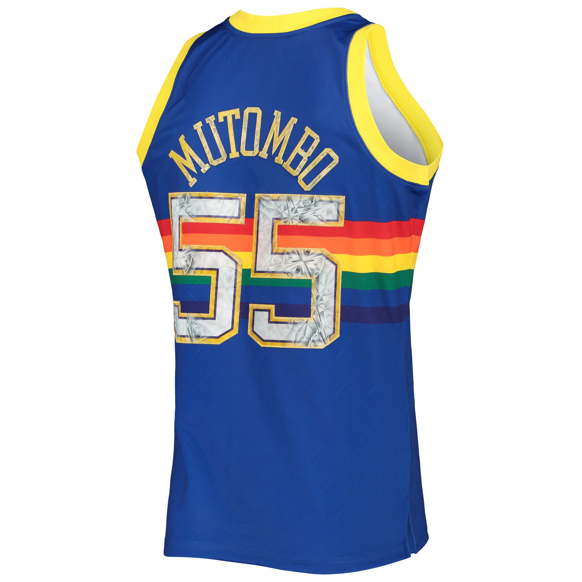 Men's Denver Nuggets Dikembe Mutombo Royal 1996/97 Hardwood Classics NBA 75th Anniversary Diamond Swingman Jersey