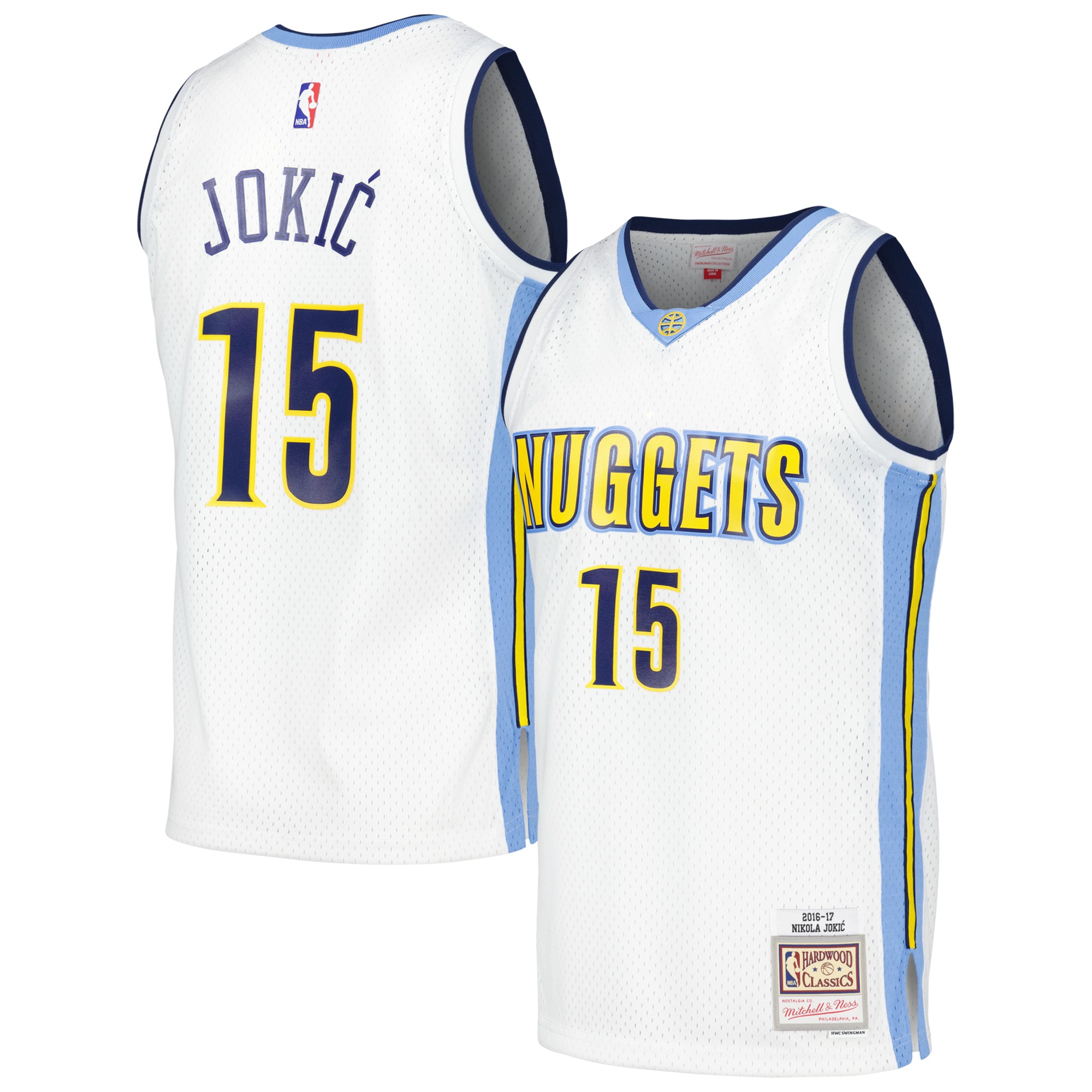 Men's Denver Nuggets Nikola Jokic White 2016/17 Throwback Swingman Jersey