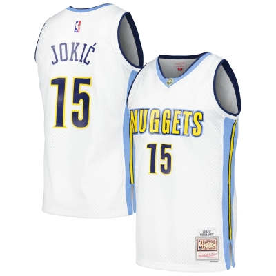 Men's Denver Nuggets Nikola Jokic White 2016/17 Throwback Swingman Jersey 01