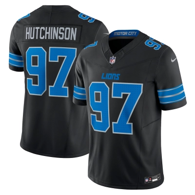 Men's Detroit Lions Aidan Hutchinson Black 2nd Alternate Vapor F.U.S.E. Limited Jersey 01