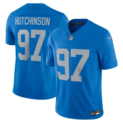 Men's Detroit Lions Aidan Hutchinson Blue Vapor F.U.S.E. Alternate Limited Jersey 01