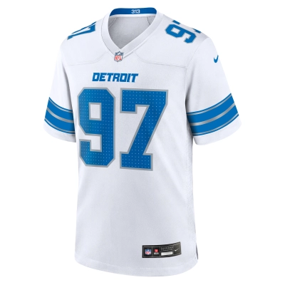 Men's Detroit Lions Aidan Hutchinson White Game Jersey 02