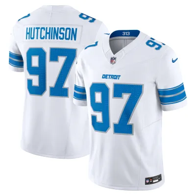 Men's Detroit Lions Aidan Hutchinson White Vapor F.U.S.E. Limited Jersey 01