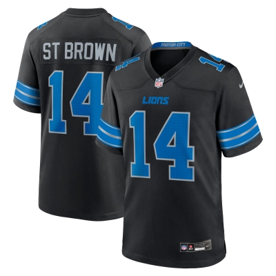 Men's Detroit Lions Amon-Ra St. Brown Black 2nd Alternate Game Jersey 01