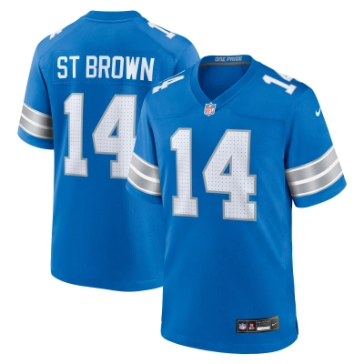 Men's Detroit Lions Amon-Ra St. Brown Blue Game Jersey 01
