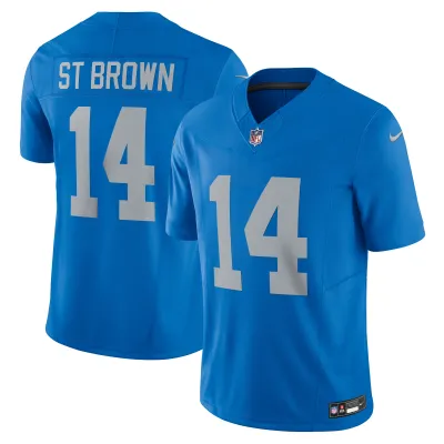 Men's Detroit Lions Amon-Ra St. Brown Blue Vapor F.U.S.E. Alternate Limited Jersey 01