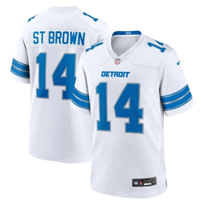 Men's Detroit Lions Amon-Ra St. Brown White Game Jersey 01