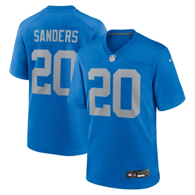 Men's Detroit Lions Barry Sanders Blue Alternate Game Jersey 01