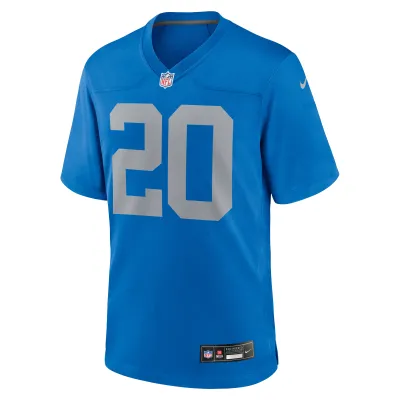 Men's Detroit Lions Barry Sanders Blue Alternate Game Jersey 02