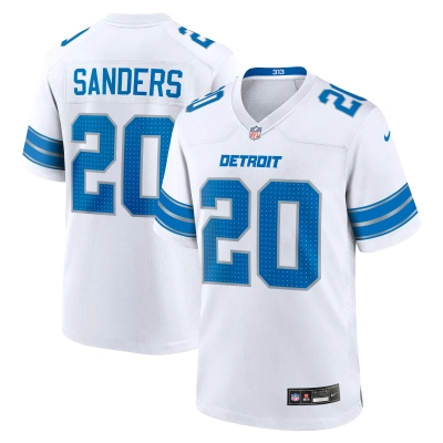Men's Detroit Lions Barry Sanders White Retired Player Game Jersey 01