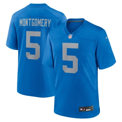 Men's Detroit Lions David Montgomery Blue Alternate Game Jersey 01