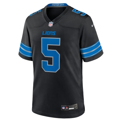 Men's Detroit Lions David Montgomery Black 2nd Alternate Game Jersey 02