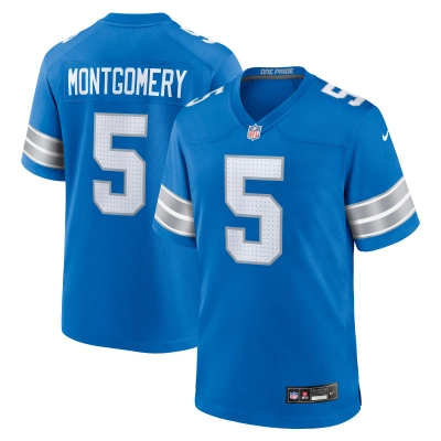 Men's Detroit Lions David Montgomery Blue Game Jersey 01