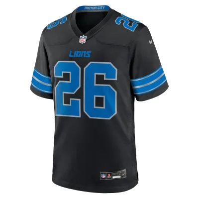 Men's Detroit Lions Jahmyr Gibbs Black 2nd Alternate Game Jersey 02