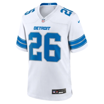 Men's Detroit Lions Jahmyr Gibbs White Game Jersey 02