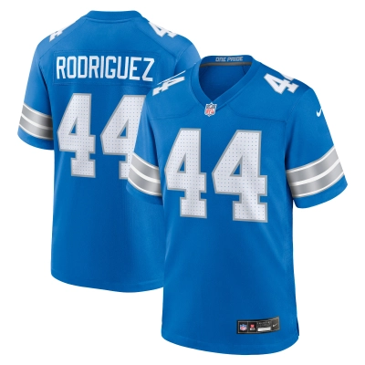 Men's Detroit Lions Malcolm Rodriguez Blue Game Jersey 01
