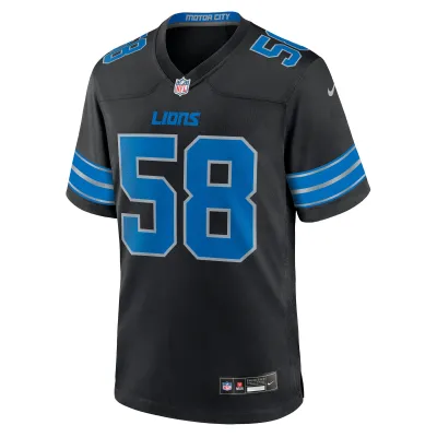 Men's Detroit Lions Penei Sewell Black 2nd Alternate Game Jersey 02