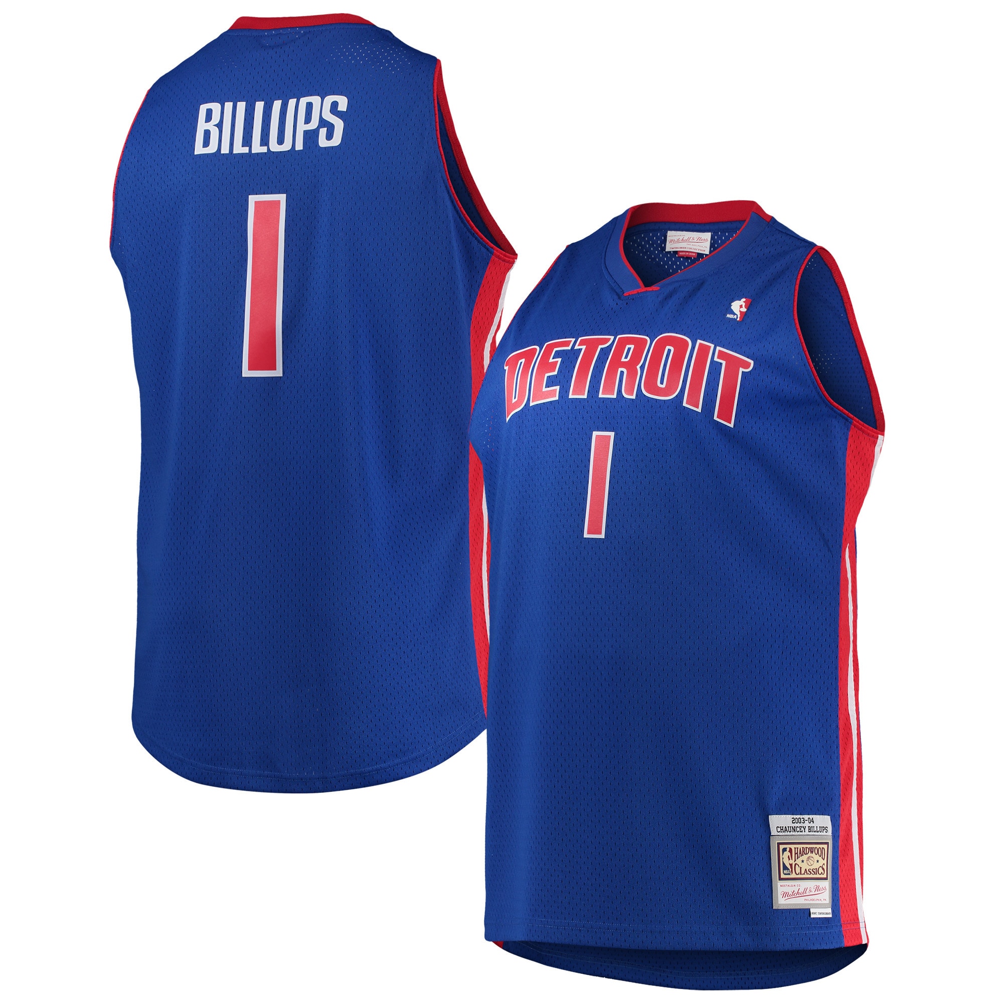 Men's Detroit Pistons Chauncey Billups Blue 2003/04 Big & Tall Hardwood Classics Swingman Jersey