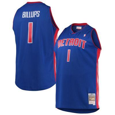 Men's Detroit Pistons Chauncey Billups Blue 2003/04 Big & Tall Hardwood Classics Swingman Jersey 01