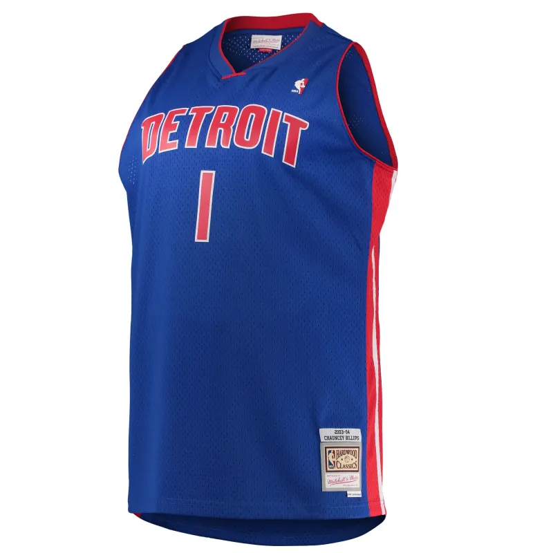 Men's Detroit Pistons Chauncey Billups Blue 2003/04 Big & Tall Hardwood Classics Swingman Jersey