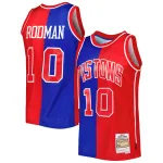 Men's Detroit Pistons Dennis Rodman Blue/Red Hardwood Classics 1988/89 Split Swingman Jersey